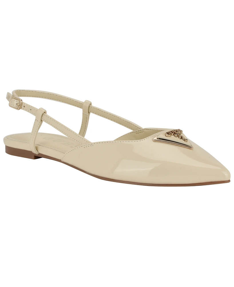 Guess Women's Bemas Pointed Toe Triangle Slingback Flats