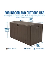 Plastic Development Group 130-Gallon Resin Outdoor Patio Storage Deck Box, Brown