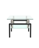 Slickblue Modern Rectangle Glass Coffee Table – Clear Center Table for Stylish Living Room Furniture