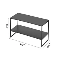 Slickblue Black Coffee Table with 2 Tiers – Simple Anti-Scratch Industrial Design for Living Room Use