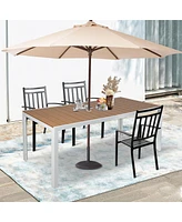 Slickblue 71" Patio Outdoor Table for 8 - Rectangular Aluminum Frame with Umbrella Hole