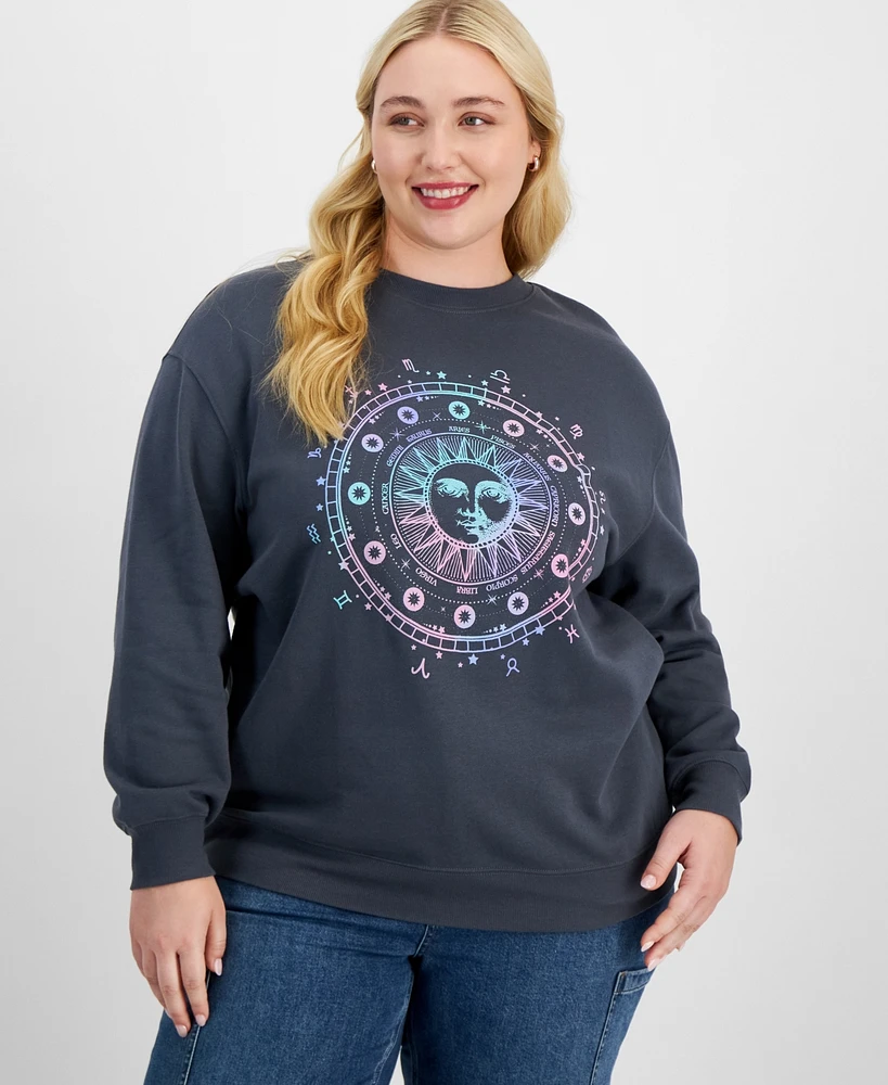 Rebellious One Trendy Plus Celestial Dropped-Shoulder Sweatshirt