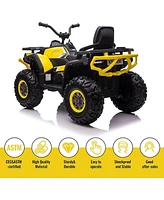 Slickblue 12V Kids Electric 4-Wheeler Atv Ride-On Car with Led Lights, Music, and Horn