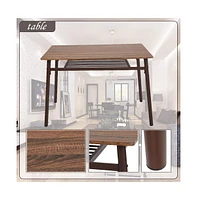 Slickblue Kitchen Table and Chairs for 6 Dining Table Industrial Wooden Dinette Set