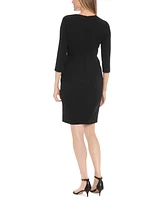 London Times Women's Button-Trim Sheath Dress