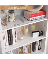 gaomon Bookshelf with Doors, 6-Tire Farmhouse Storage Cabinet Bookcase Floor Standing Bookshelves