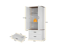 gaomon Kitchen Pantry Cabinet with Doors and Shelves, Freestanding Tall Kitchen Cabinet with Microwave Stand, Hutch Cabinet for Kitchen, Living Room