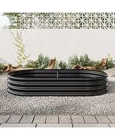 Slickblue Oval Metal Raised Garden Bed for Outdoor Plants, Vegetables, and Flowers