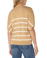 Liverpool Los Angeles Women's Striped Short-Dolman-Sleeve Sweater