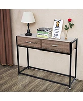 Slickblue Console Entryway Table Sofa Coffee Table with Drawers for Stylish Storage and Organization