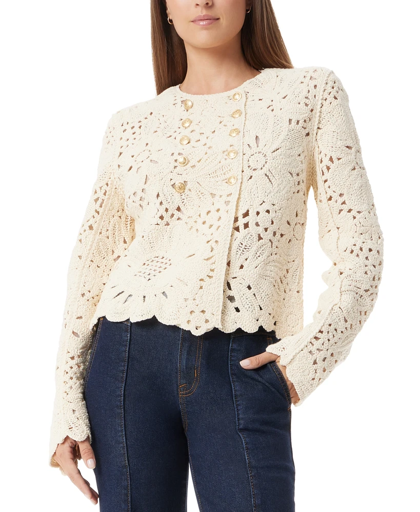 Sam Edelman Women's Fiona Double-Breasted Crochet Blazer