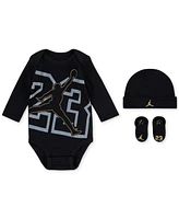 Jordan Baby See Me Shine Cap, Bodysuit & Booties, 3 Piece Set