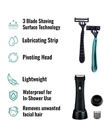 Pursonic Men's Mario Lopez Wireless Body Hair Trimmer & Shaver and Mario Lopez Disposable Razors - 3 Blade Shaving Surface Technology