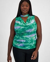 Bar Ii Trendy Plus Size Cowl Neck Cutout Sleeveless Top High Rise Ponte Side Zip Capri Pants Exclusively At Macys