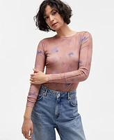 Hugo Printed Mesh Blouse