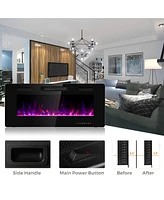Skonyon 42 Inch Recessed Ultra Thin Electric Fireplace with Timer