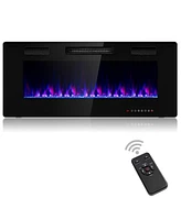 Skonyon 42 Inch Recessed Ultra Thin Electric Fireplace with Timer