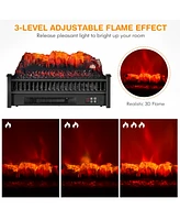 Skonyon 1400W Electric Fireplace Log Heater with Adjustable Flame Brightness-Black