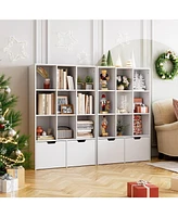 gaomon 9 Cube Storage Organizer with Drawers, Dark Brown Tall Bookshelf with Storage