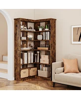 gaomon Corner Bookshelf 72.8in Farmhouse Bookcase Large