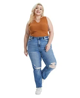 Bayeas Plus Sarah High Rise Relaxed Straight Jeans