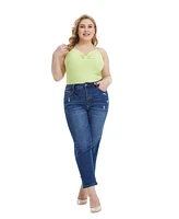 Bayeas Plus High Rise Loose Tapered Mom Jeans