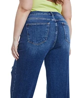 Bayeas Plus Mid Rise Wide Leg Crop Flare Jeans