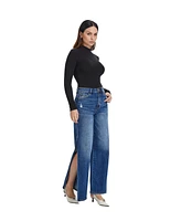 Bayeas Women's High Rise Wide Leg Jeans With Slit