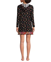 Lands' End Women's Cotton Jersey Long Sleeve Hooded Swim Cover-up Dress