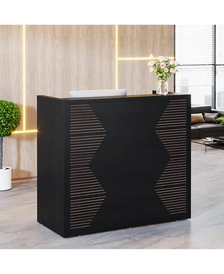 Tribesigns 47 Inch Small Retail Counter,Reception Desk, Modern Front Desk with Counter