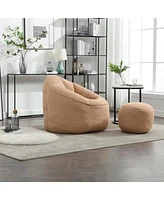 The Pop Home Adult Bean Bag Chair with Ottoman, Comfortable Couch Armrests for Living Room-The