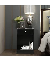 Slickblue Stylish Nightstand with Drawer and Cabinet – Modern Bedside Table Organizer for Storage