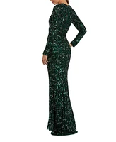 Mac Duggal Women's Embellished Long Sleeve Gown