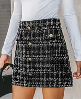 Cupshe Women's Tweed High Waist Mini Skirt