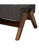Baxton Studio Hanson Mid-Century Modern Dark Grey Fabric and Walnut Brown Finished Wood Ottoman