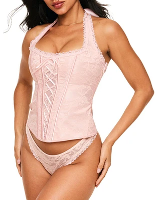 Adore Me Women's Haisley Halter Corset & Thong Set