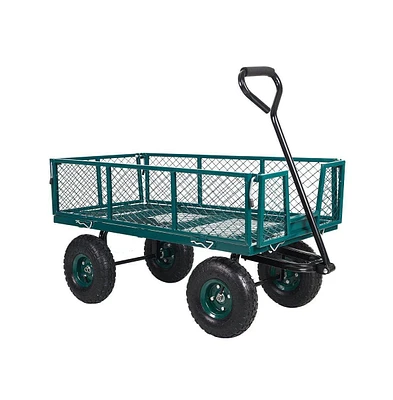 Slickblue Pneumatic Tire Garden Cart – Durable Utility Wagon with Removable Sides for Easy Loading