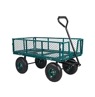 Slickblue Pneumatic Tire Garden Cart – Durable Utility Wagon with Removable Sides for Easy Loading