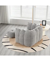 The Pop Home Soft Bean Bag Chair with Footstool, Comfortable Sofa for Gaming, Reading, and Tv-The