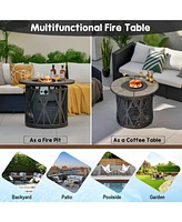 Sugift 32 Inch 30000BTU Fire Pit Table with Fire Glasses and Pvc Cover