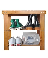 Slickblue 2-Tier Shoe Storage Bench Entryway Rack and Organizer for Shoes