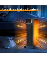Skonyon 1500W Oil Filled Radiator Heater with Remote Control 3 Modes 24H Timer-Black