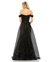 Mac Duggal Women's Off the Shoulder Sequin Panel Train Gown