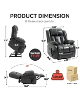 Boyel Living Electric Medium size Genuine Leather Power Lift Recliner Chair with 8-Point Vibration Massage and Lumbar Heating