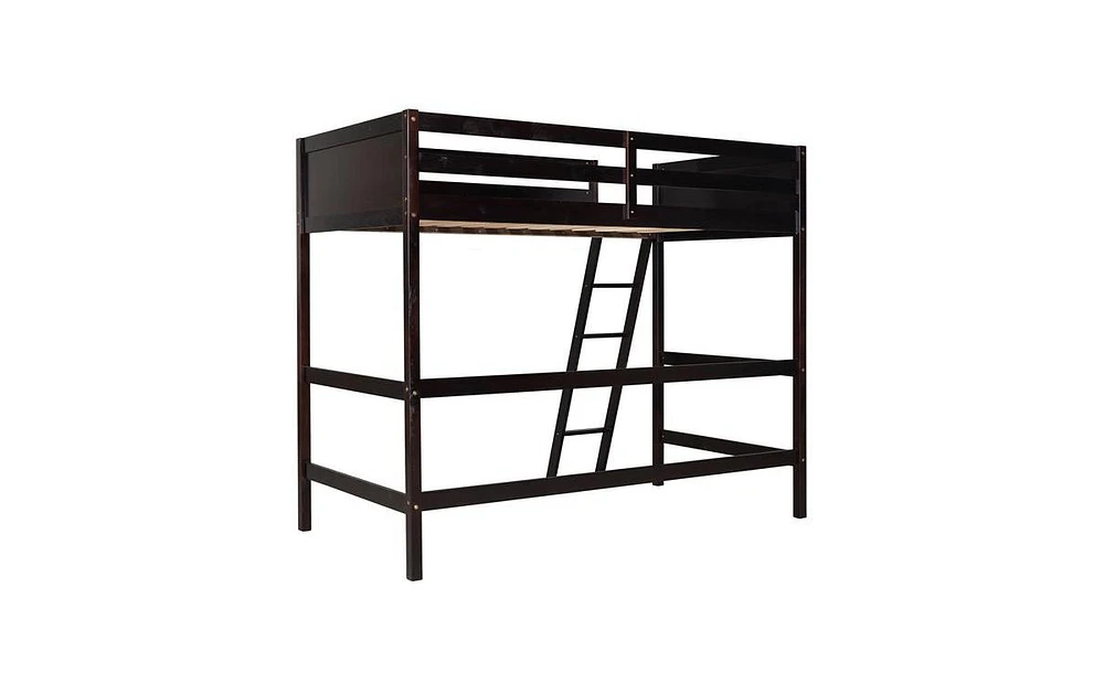 Slickblue Solid Wood Twin Loft Bed with Ladder - Space-Saving Elevated Frame for Kids' or Teens' Bedroom