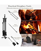 Sugift 5 Pieces Fireplace Tool Set Fireplace Accessories with Poker