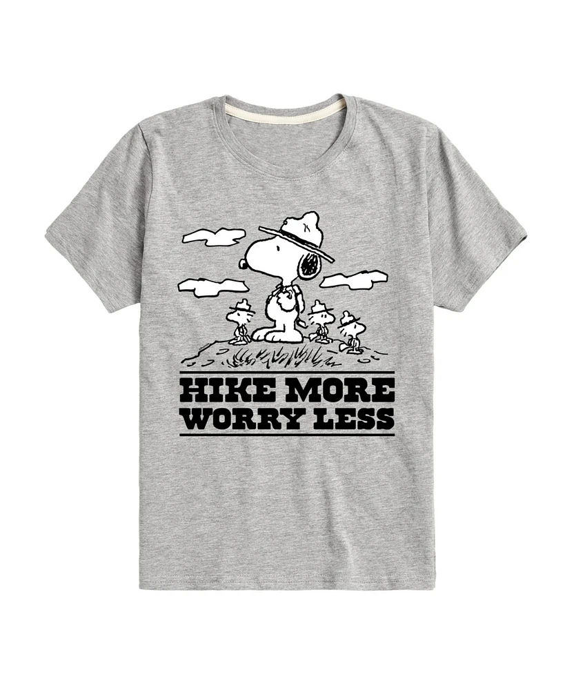 Hybrid Big Boys Peanuts Snoopy Hike More Worry Less Graphic Tee