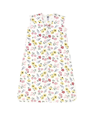 Hudson Baby Girls Cotton Sleeveless Wearable Sleeping Bag, Sack, Blanket, Soft Painted Floral, 0-6 Months