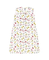 Hudson Baby Girls Cotton Sleeveless Wearable Sleeping Bag, Sack, Blanket, Soft Painted Floral, 0-6 Months