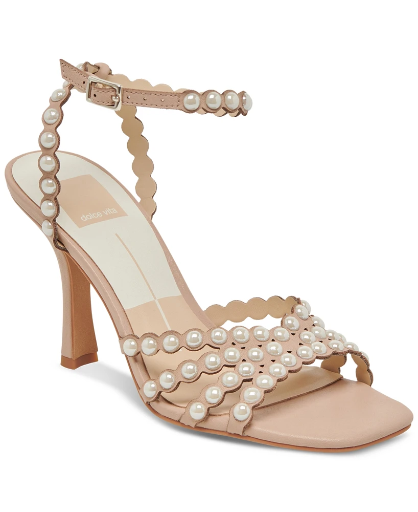 Dolce Vita Women's Hellen Pearl Strappy Two-Piece Stiletto Dress Sandals